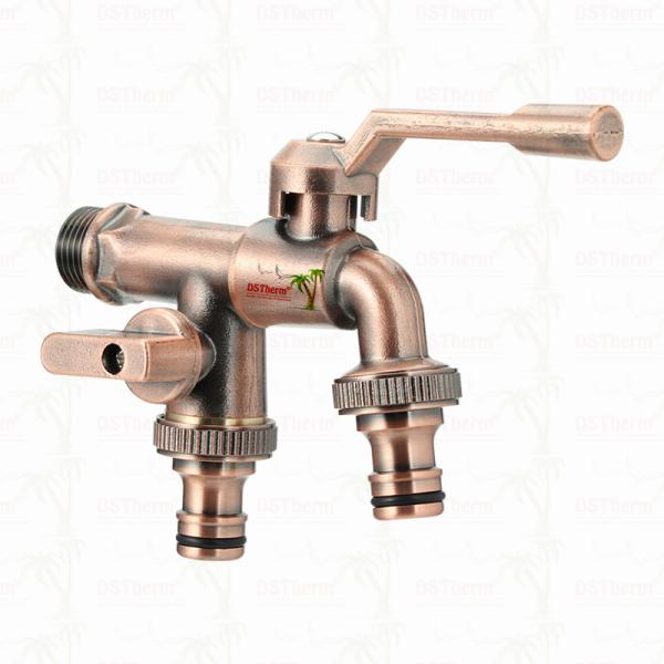 Double Outlet Garden Bibcocks Brass Faucet Brass Tap Valve Water Tap 1/2