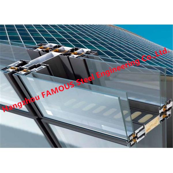 Ventilated Steel Glass Curtain Wall Facade Double Skin For Commercial Office Building