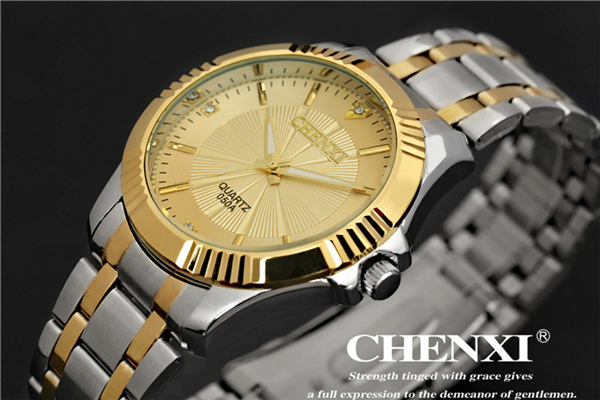 Day&Date Display Watch with Calenda Golden Color Cool Business Man's Watch Stainless Steel