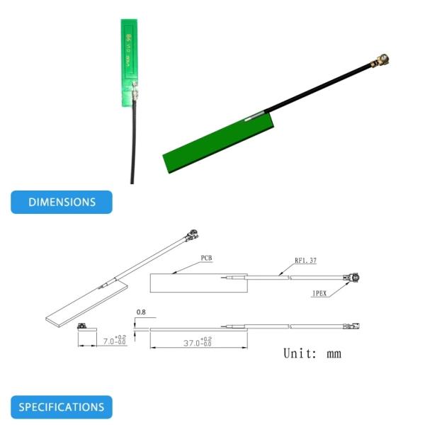 2.4G 5G Dual Band Antenna High Gain IPEX PCB Built - In Aerial 200mm Cable Leghth