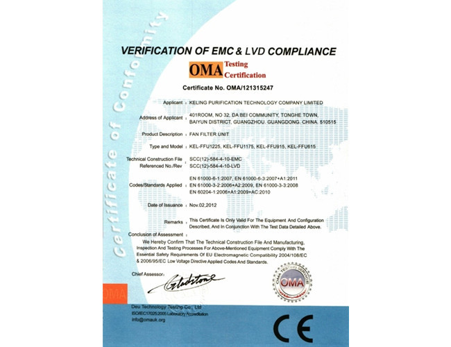 KeLing Purification Technology Company Certificaciones