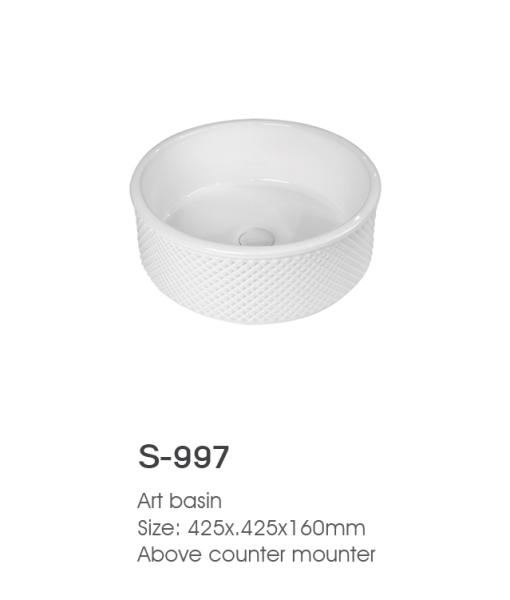 Élégant projet d'hôtel de style européen, lavabo de salle de bain rond en céramique, vasque artistique pour les projets de salles de bain d'hôtel