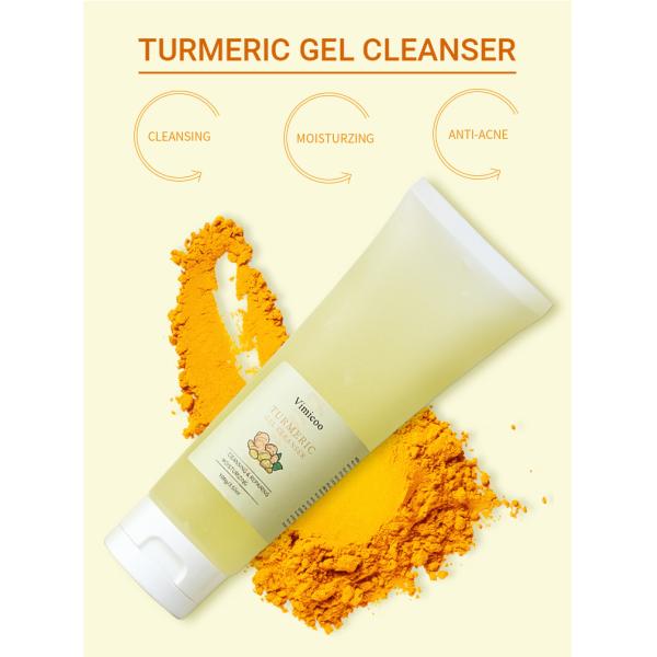 L' hydratant tumoral soins de la peau lavage du visage organique Le curcuma lavage du visage nettoyage en profondeur contrôle de l' huile Gel de curcuma nettoyant