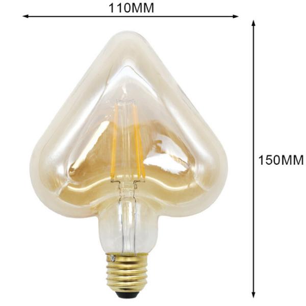 Bulbo ambarino 2200K do filamento do diodo emissor de luz Dimmable do bulbo 4W do diodo emissor de luz de Edison do vintage do coração da estrela