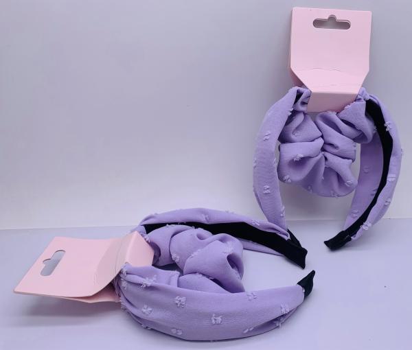 Purple Flower Chiffon Hair Bands , Lightweight Cotton Scrunchies For Hair