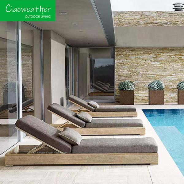 Modern Outdoor Furniture Beach Wood Sun Lounger Perfect for Hotel Patio Pool Chaise Lounge