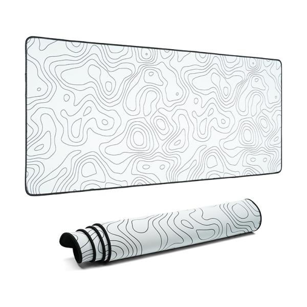 2/3/4/5/6mm Thickness Custom Oversize Large Keyboard Mat with White Topographic Design