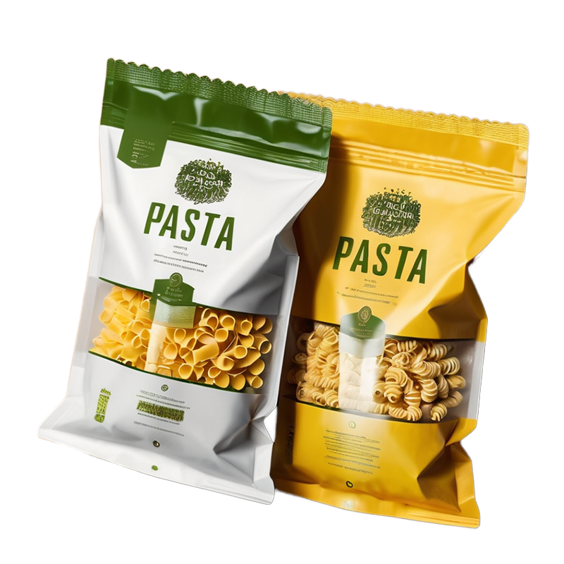 Custom Printed Food Grade PE Pasta Packaging Bags with Clear Window Moistureproof Resealable for Retail and Home Cooking