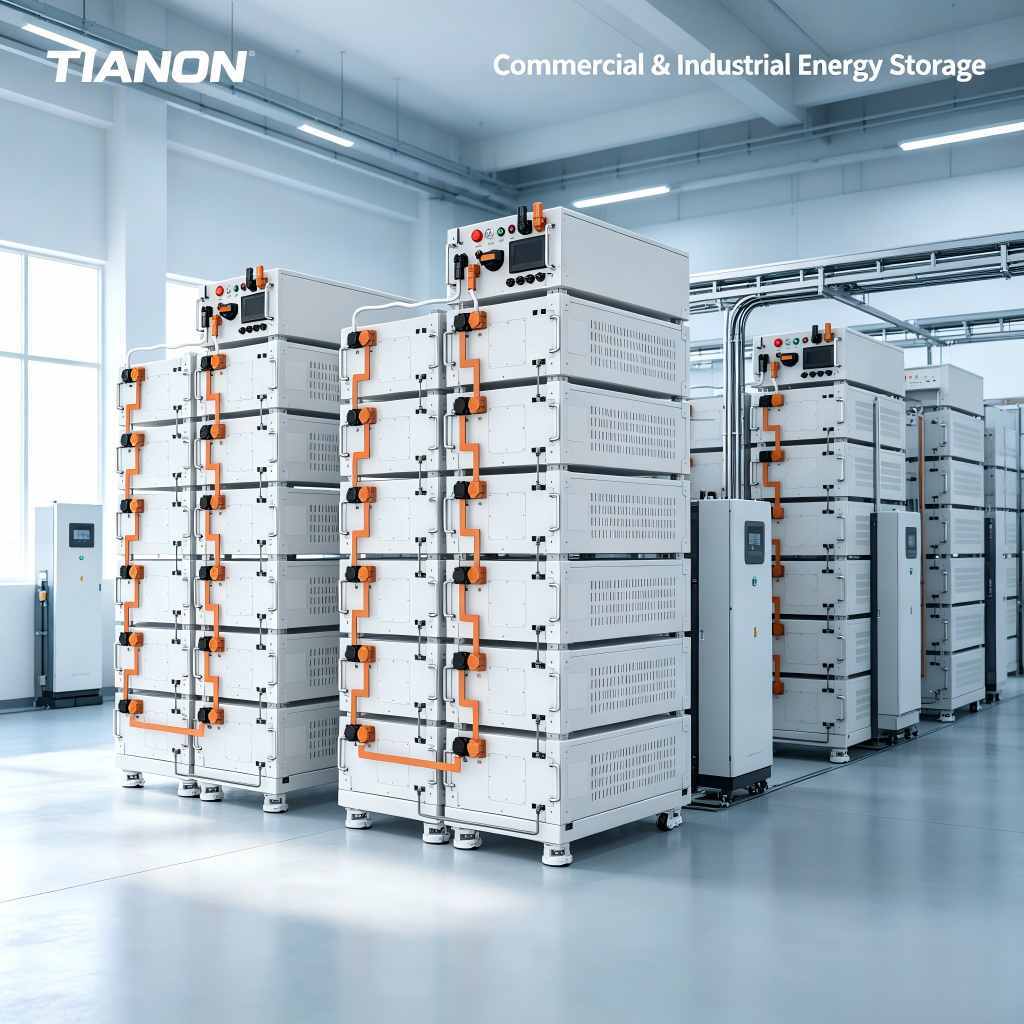 16kWh Stacked High Voltage LiFePO4 Solar ESS Modular Home Villa Off Grid Energy Storage System - Tianon