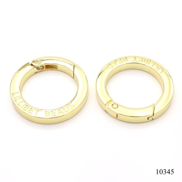 Custom Engraved Gold Metal Spring Ring Clasp 36.2mm Flat Open Gate Ring For Bag Keychain Accessories