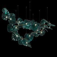 Grande entrada de vidro do hotel da escadaria de Emerald Lotus Leaves Shape Chandelier For