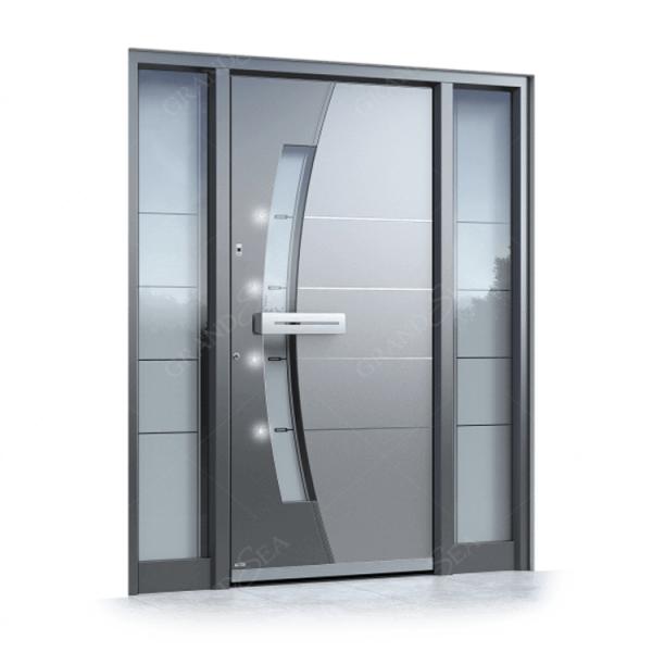 Contemporary Style Heavy Duty Burglar Proof Stainless Steel Exterior Front Main Entry Security Doors With Sidelights