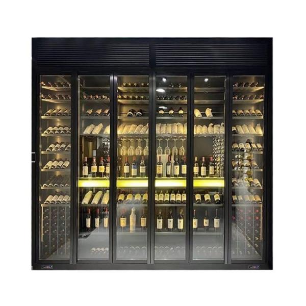 Black Metal Wine Cabinet Floor Standing Embedded Wine Locker