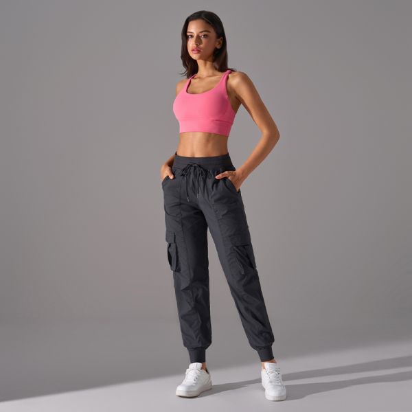 Women's Pink High Support Sports Bra Moisture Wicking for Yoga