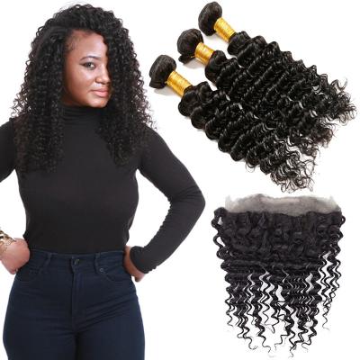 Genuine 360 Deep Wave Frontal , 24 Inch 360 Deep Wave Frontal No Split Hair