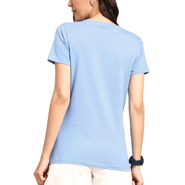 Hot Sale Custom Logo Blue Deep V neck Pure Cotton Short Sleeve Shirts For Women