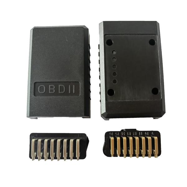 OBD2 Enclosure Bend Pin Gold Plated Male Bend Pin Nickel Plated Female OBD2 Connector Black Color Housing