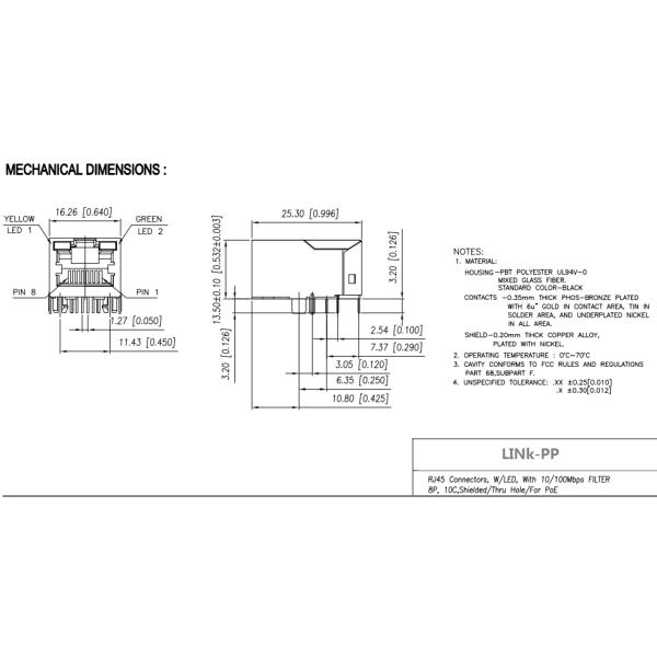 XMPH-01D-1-D25-110 встают на сторону вход POE RJ45 8P10C через отверстие, XMH-RJH-1-D2E-1-180