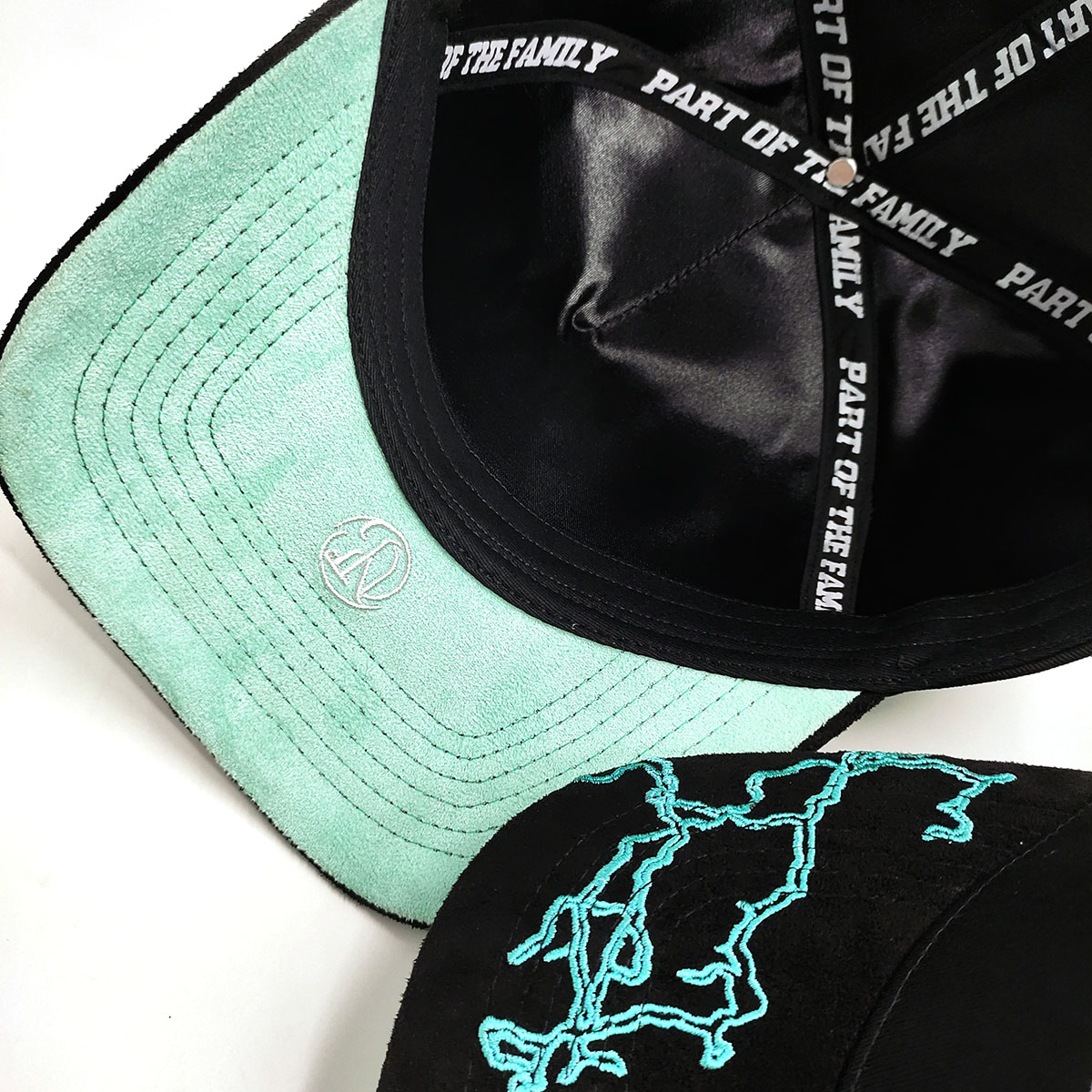 3D Embroider Logos Brim Baseball Caps Cotton And Suede Custom Interior Tape 5 Panels Back Tag Full Black
