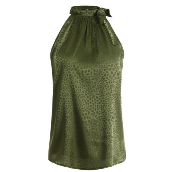 Футболка леопарда моды безрукавного Halter низких женщин производителя одежды Moq верхняя