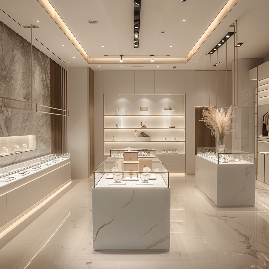 Minimalist Style Jewelry Display Case for Modern Jewelry Shop