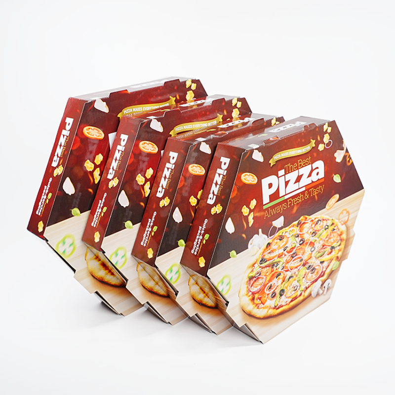 Wholesale customized logo eco-friendly and biodegradable corrugated cardboard packaging fast food takeaway pizza box