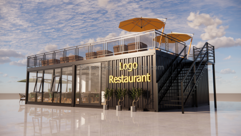 Modern 20 FT 40 FT Prefab Home Container Wooden Prefabricated Outdoor Restaurant Coffee Bar for Customized Color