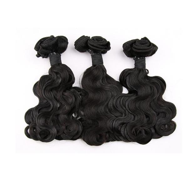Small Body Wave 7A Grade Virgin Human Hair Bundles Natural Black , Soft