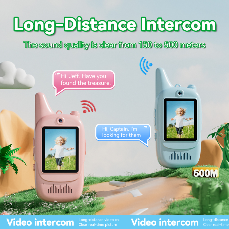 Newest Portable Children Walkie Talkie for Kids 2 Pack in Set With  2 Inch IPS Screen Video Intercom As Birthday Christmas Gifts