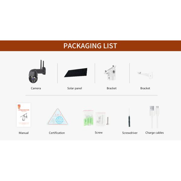 Outdoor WIFI PIR Solar Panel Dome PTZ Security Camera H265 Tuya HD