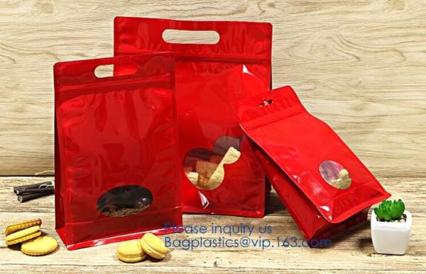 Chocolate Packaging Custom Flat Bottom Aluminum Foil Zipper Pouch Bag With Handle Doypack Square Bottom A