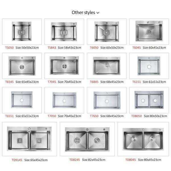 Rectangular 16 Gauge Top Mount Double Bowl Stainless Steel Kitchen Sinks 80x50