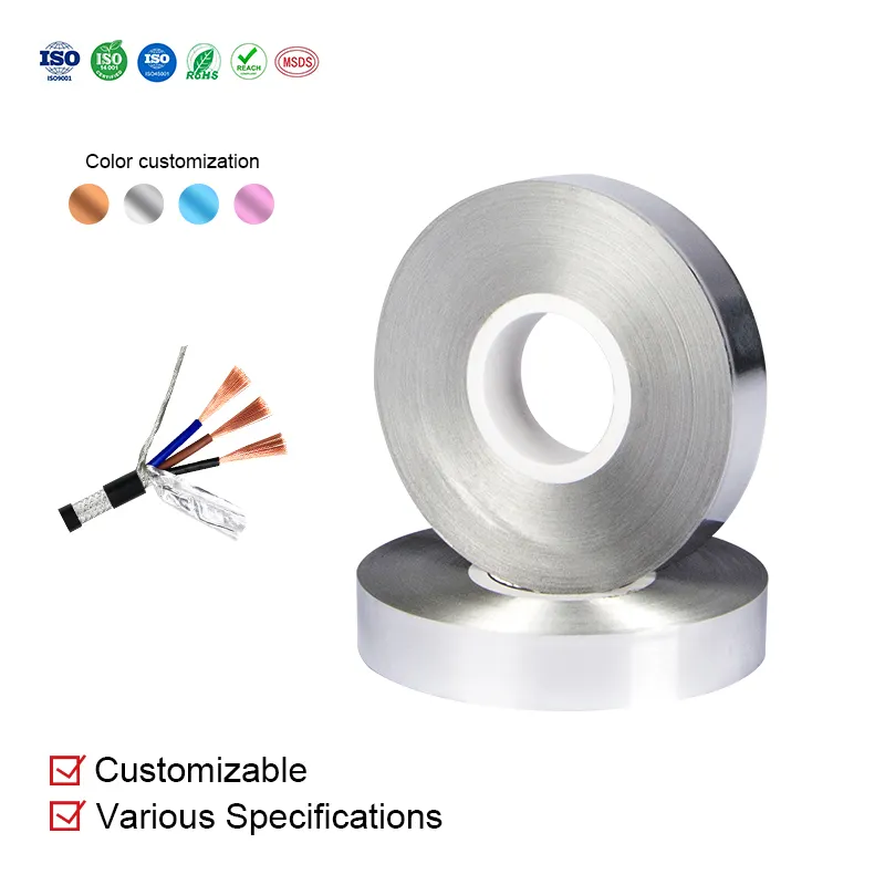 Hot Melt Adhesive Aluminum Foil Laminated Polyester Film Aluminum Film Al PET Polyester Film Free Sample for Cable Shielding