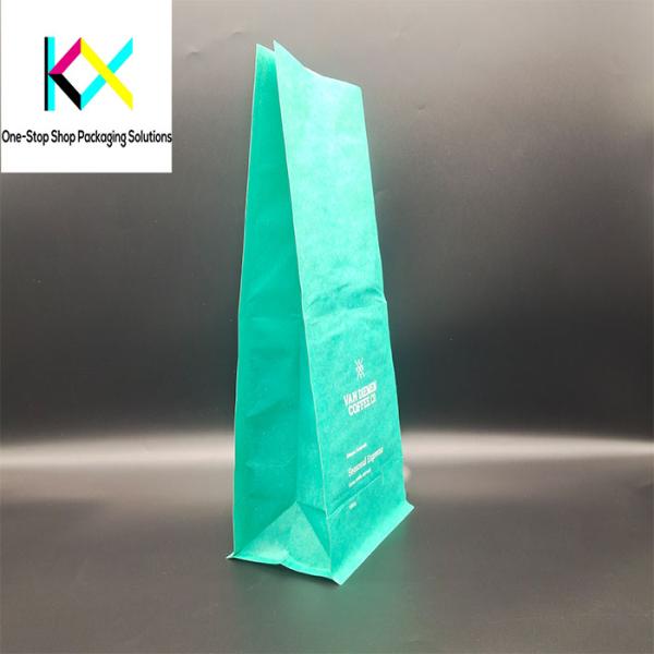 Customized Logo Flat Bottom Box Pouches Plastic Coffee Bags With Valve