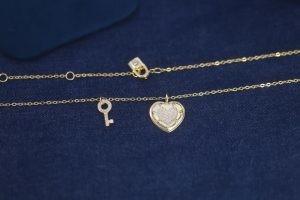 Personalized Charms Key Lock Heart Padlock Bracelet Gold Qixi Gift