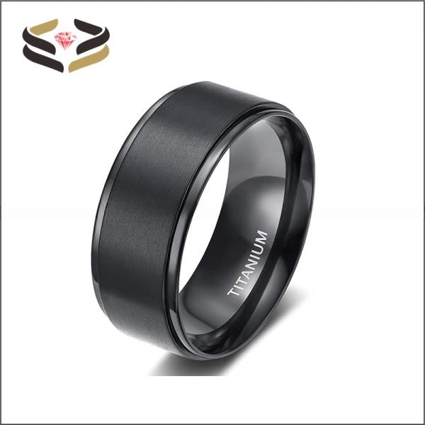 Gift Gold Black Titanium Wedding Band Matte Finished 4mm 6mm 8mm For Men Women