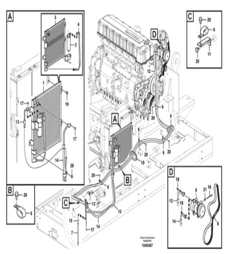 Конденсатор кондиционера VOE14591537 для частей экскаватора Vo-lvo EC360B запасных