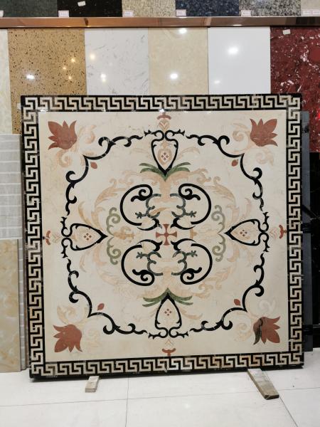 Deluxe Interior Lobby Water Jet Medallion Flower Marble Petterns Decorative Wall