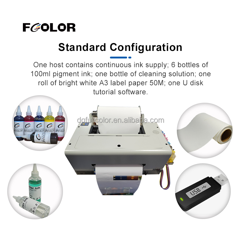 Fcolor A4 Inkjet Printer Waterproof 6 Color Label Printer for Small Text Cosmetics Labels Perfumery Labels