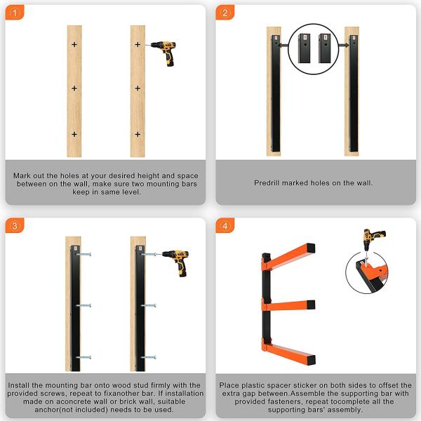 6-Shelf System Wood Organizer Lumber Storage Metal Rack