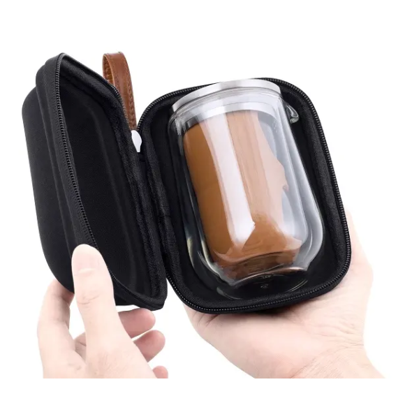 Wholesale Borosilicate Tea Sets With Travel Mug Double Glass Gift Box Outdoor Coffee Stainless Steel Drip Tea and Coffee Set