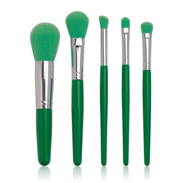 5pcs Makeup Brush And Bag Set  PBT Hair Green Handle Makeup Brushes