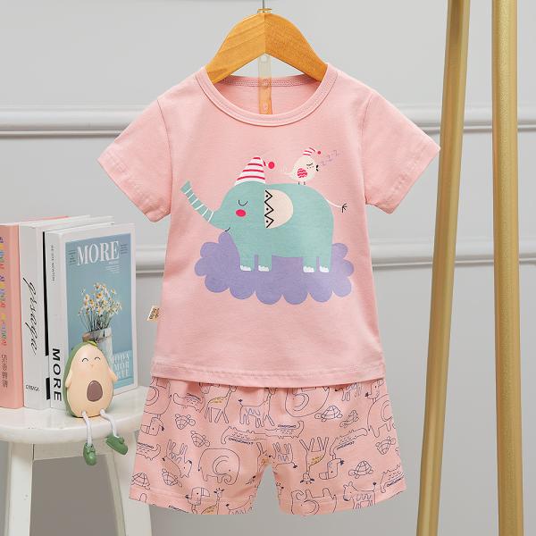 Pink Air Conditioning Luxury Childrens Pyjamas / Korean Pj Set For 1-12 Years Old