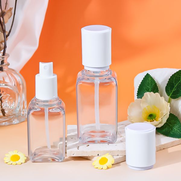 Double Wall PETG Square Spray Pump Bottle with Fine Mist Spray for Premium Skincare Packaging