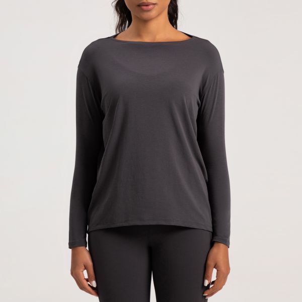 Long Sleeve Loose Fit Athletic Top Soft Modal Blend Breathable Light Blue for Women