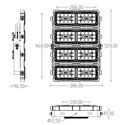 400W LED Floodlight IP65 Outdoor LED Tennis Court Lighting 386*520*96.5