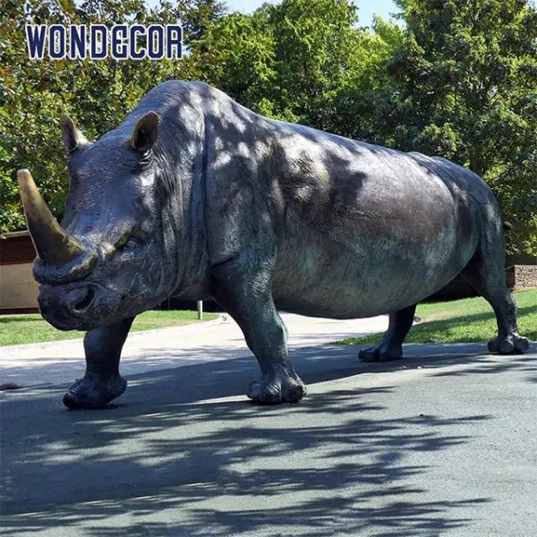 Human Sized Custom Bronze Sculpture Bronze Rhinoceros Sculpture Metal Casting