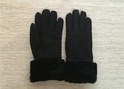 Women Shearling Warmest Sheepskin Gloves , 100% Hand Sewing Lambswool Lining Cuff