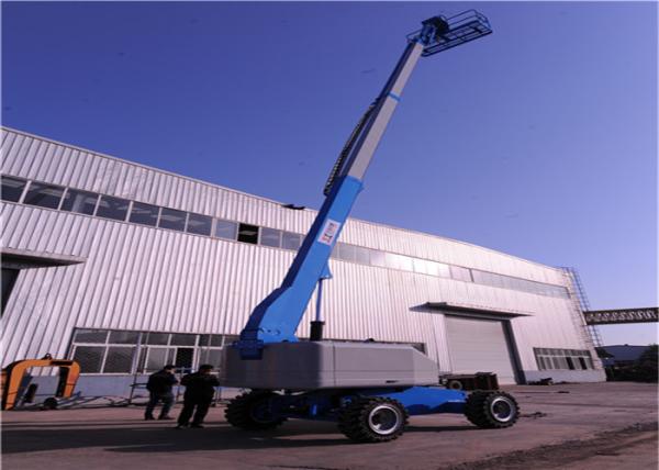 Regulating Wheels Straight Boom Lift With Independently Operated Hydraulic Outriggers