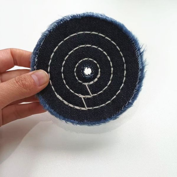 Blue Denim Jean Cotton Buffing Wheel 4 100mm For Mirroring Metal Stainless Steel Polishing